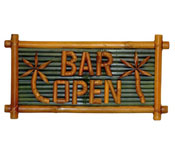Bar Open Bamboo Sign