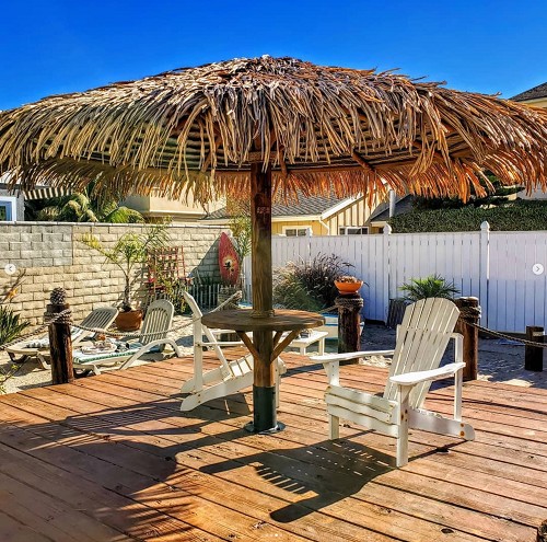 Example: 13ft Palmex Palapa with 3' table, Canyon Brown Stain & stand 