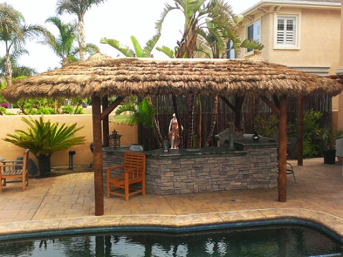 13x25 Foot Tahitian Palm Tiki Hut - Canyon Brown Option Shown 