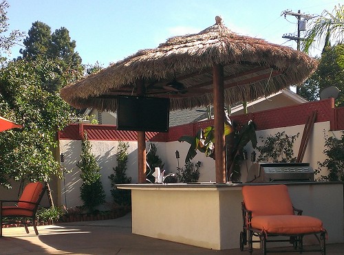 10x19 Tahitian Palm 2 Pole Palapa, Canyon Brown Stain Option 
