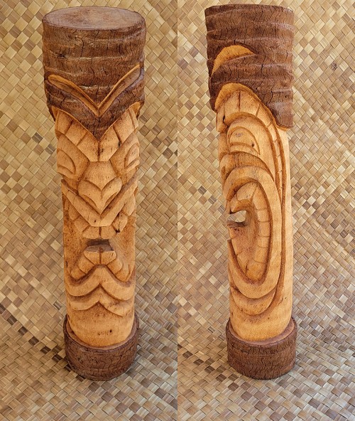 Tahitian Tiki Statue with bark 40in tall 